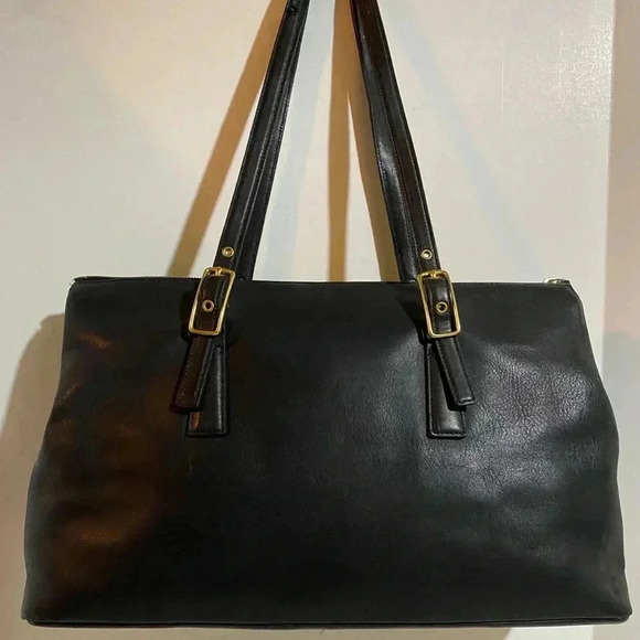 Coach vintage black leather satchel handbag - Picture 2 of 12